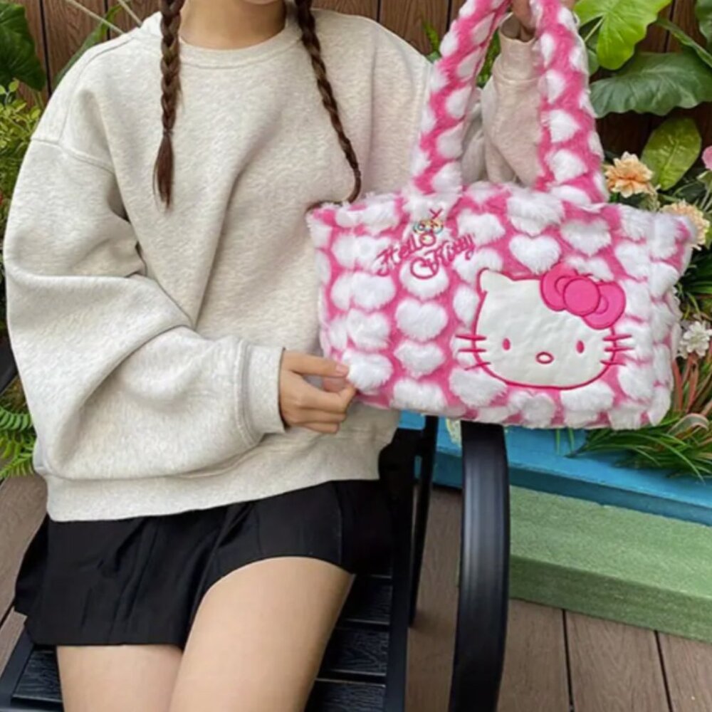 Hello Kitty Fuzzy Pink Shoulder Bag NWT